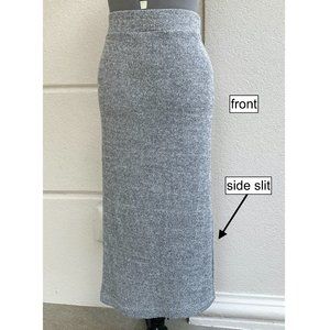 Lou & Grey Baby-Soft Rib Knit, Light Heathered Gray, Midi Pencil Skirt, EUC, L